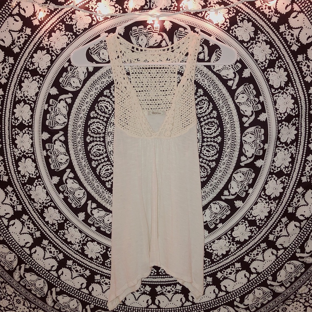 Off White V-Neck Nit Tank